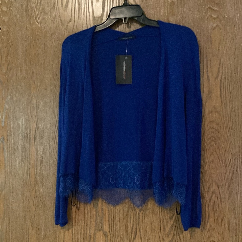 Royal Blue Cardigan with Lace on Bottom